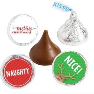 Naughty and Nice Kisses Candy Stickers | 100pcs|Glossy| Christmas Party Favors